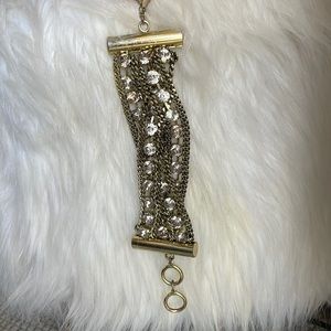 Braided gold chain and diamond clasp bracelet